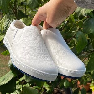 Birkenstock White Leather Men's Slip-On Shoes